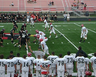 Girard warming up for the scrimmage against Akron Manchester