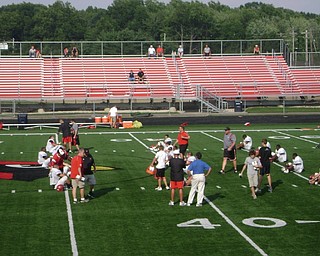 Girard warming up for the scrimmage against Akron Manchester