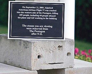 Concrete from the Pentagon are memorialized at the Austintown 911 Memorial Park.