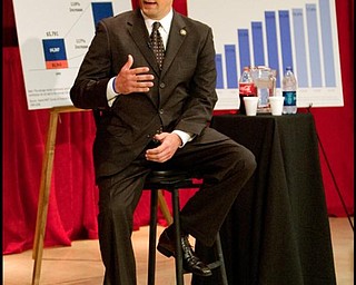 The Vindicato/Geoffrey HauschildCongressman Tim Ryan responds to questions from invited audience members during a discussion on the current health care bill at the Jewish Community Center in Youngstown on Monday evening. 9.14.2009