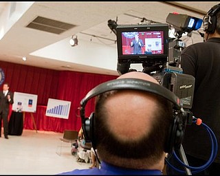 The Vindicato/Geoffrey HauschildVideographers deliver a live feed of the discussion on the current health care bill with Congressman Tim Ryan at the  Jewish Community Center in Youngstown on Monday evening. 9.14.2009