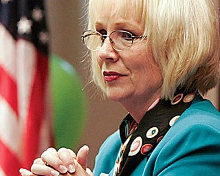 GRATEFUL STUDENT: Brenda Brady, a licensed practical nurse from North Bloomfield, is one of the first adult students to enroll at the new Eastern Gateway Community College.  She spoke during the college’s official opening ceremony in Youngstown Monday and said being able to attend the college fulfills a childhood dream.  She’s enrolled in the LPN to RN access program.