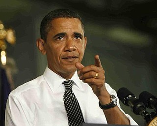 The Vindicator/Robert K. Yosay ----- Obama speaks to  GM workers and guests at the Lordstown GM Plant  Tuesday  - 9-15-09