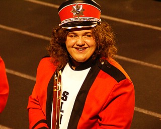 GREAT PERFORMANCE! Austin Hostetter, of the Springfield Local High School Marching Band, after their performance at the Lisbon @ Springfield game.