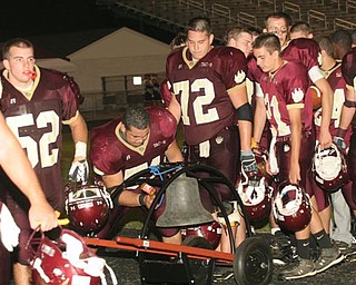 THE LIBERTY BELL-A TRADITIION IS BORN

Members of the Liberty High School football team ring the Victory Bell after
their victory over Struthers, this is a new traditition begum by this years
Leopard's football team.