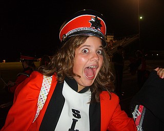 Another Victory: Courtney Yoder of the Springfield Local Marching Band looks excited at the end of the 4th quarter at the Springfield-Lowellville game.
