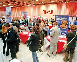 JOB FAIR: YSU Students and alumni turned out Wednesday for the Expo. Despite the status of the local economy, recruiters from nearly 70 companies representing a wide variety of employment opportunities participated in the event, arranged by YSU’s Career and Counseling Services. 