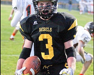 CRESTVIEW - EAST PALESTINE - (3) Adam Coppock celibrates his first quarter touch down Friday night. - Special to The Vindicator/Nick Mays