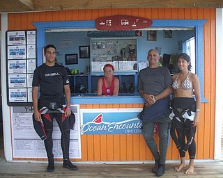 Anthony Pannunzio, Dominic Pannunzio and Andrea Pannunzio, all of Mineral Ridge, are preparing to go scuba diving on the island of Curacao in the Netherland Antilles.