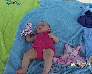 6-month-old Alexandra Cvetkovic, daughter of Nikki and Mathew Cvetkovic of Austintown, looks like she's had enough vacationing She and her family were at Myrtle Beach in September.
