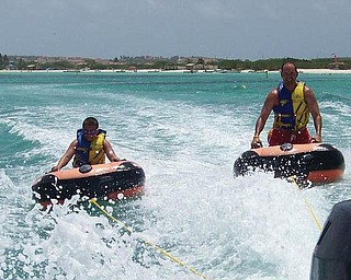 Father and son, Ron and AJ Iarussi of Struthers, went tubing in Aruba.