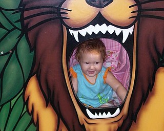 Chelsea Campbell, 11 months, of Youngstown, made her first trip to the zoo.