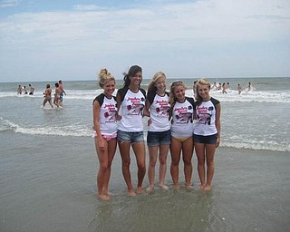 Members of Jamie's Dance Force, from left, are Lyndsay Olenych of Boardman High School, Natalie DeGenova of Poland High School, Laura Tinkler of Canfield High School, Joellin Chance of Austintown Fitch High School, and Caprie Klacik of Boardman High School. They were part of the JDF Competition Team had a great and successful time in Myrtle Beach!