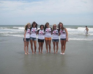 'Six in Myrtle Beach' shows six of the senior dancers on the Jamie's Dance Force Competition Team who were in Myrtle Beach (from left): Laura Tinkler of Canfield High School, Natalie DeGenova of Poland High School, Danielle Sainato of Boardman High School, Leah Callaway of Boardman High School, Brenna Frank of Poland High School Class of 2009 and Samantha Rota of McDonald High School Class of 2009.