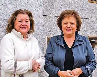 Delores Vicarel (l) and sister Joanne Colla of Youngstown (r) visit the resting  places of their husbands Patrick and Alfred
             