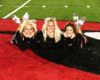 Morgan Baker, Chelsey Baltes, and Elizabeth Cerimele are best friends and varsity football cheerleaders for Canfield High School. This was taken after celebrating their win against their Lakeview scrimmage.