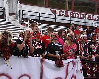Canfield High School fans show their support for the Boys Soccer Team at a
recent game against Poland. WE LOVE OUR CARDS!!!!
