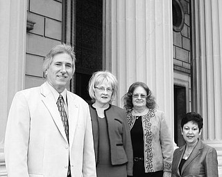 FUNDRAISER: Taking steps to ensure the success of a fashion show to be sponsored by Stambaugh Pillars are, from left, Phil Cannatti, executive director; Barbara Banks and Leilani Drake, cochairs; and Judy Conti, fashion coordinator. Proceeds from the Nov. 4 gala will support restoration projects at Stambaugh Auditorium.
