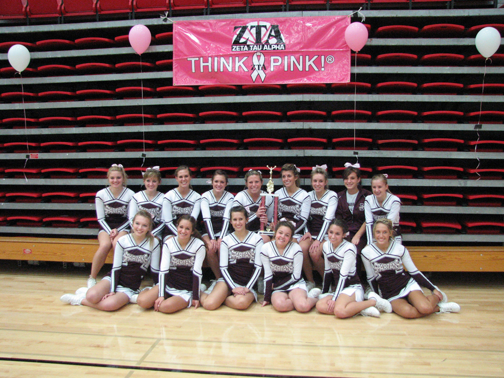 THINK PINK:  Boardman High School cheerleaders participated in the Zeta Tau Alpha's Pink Ribbon Cheer Classic at YSU on Sunday, October 25th and received the Biggest Donor Award by raising more than $4,000.