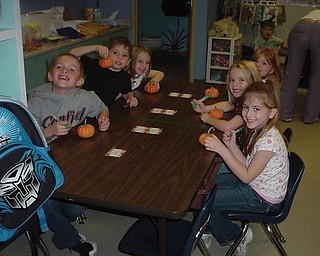 Students in Mrs.Carr's kindergarten class at Springfield Elementary School decorated pumpkins. 
