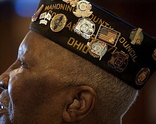 The Vindicator/Geoffrey Hauschild
Herman Adams listens as Rear Admiral Julius Ceaser speaks during a Veterans Day Event at VFW Post 6488 on Coitsville-Hubbard Rd. on Wednesday morning.