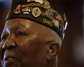 The Vindicator/Geoffrey Hauschild
Herman Adams listens as Rear Admiral Julius Ceaser speaks during a Veterans Day Event at VFW Post 6488 on Coitsville-Hubbard Rd. on Wednesday morning.