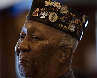 The Vindicator/Geoffrey Hauschild
Herman Adams listens as Rear Admiral Julius Ceaser speaks during a Veterans Day Event at VFW Post 6488 on Coitsville-Hubbard Rd. on Wednesday morning.