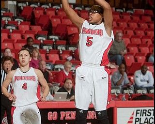 The Vindicator/Geoffrey Hauschild
YSU's Kenya Middlebrooks (5) during the first half at YSU's Beeghly Center on Wednesday evening.