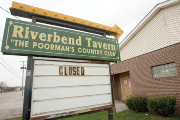 NO TRESPASSING: The Riverbend Tavern, 1105 Poland Ave., Youngstown, will remain boarded up for at least 30 more days and possibly as long as a year. It was raided Nov. 5 on suspicion of drug trafficking and illegal gambling. 