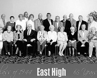 Special to The Vindicator
65 YEARS AGO ... East High School Class of 1944 gathered for its 65th reunion Sept. 4 at Mr. Anthony’s in Boardman. Those who attended are, left to right in the first row: Josephine LoSasso Romandetti, Norma Walsh Stopnick, Irene Horvath Gianfrancesco, Robert Eusanio, Katherin Bebac Kwa Sekula, Joan Murray Kidd, Marion McKeon McDermott, Ursla Ceremile Conte, Vincent Nardy, and Ann Delfino Ozenghar. In the second row are Robert Hessman, Margaret Bailey Whitacre, Bridget Cucciare Ivko, Edward Sekula, Mary Ferranti Timlin, Joseph Donofrio, Anthony Orsinelli, Philip Nespeca, John Sandy, Mario Rubbo, Leonard Sainato, and Sam Fasline.
