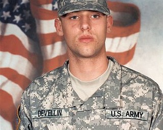 David is a 2006 graduate of Western Reserve High School.  He is the son of
Nanette Dillon and brother of Catelyn Devellin.  David is currently serving
his second tour in Iraq.
Sgt. David Devellin
Bravo Company 4-6 INF 4/1 AD
C/O 2-13 Cav
FOB Hunter
APO AE 09331  OA
