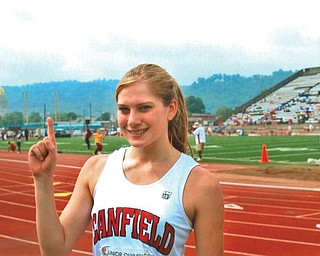 Leanna Hartsough placed first in the Regional Junior Olympics high jump event in Charleston, W.Va. She tied the Canfield High School record.
