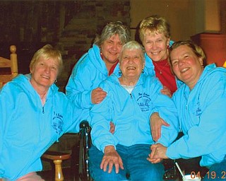 Celebrating 60 years of going to Conneaut, Sarah Massie, center, is surrounded by her daughters, from left, Audrey Spahr, Joanne Haddle, Chrissy Medvec and Betsy Turner.