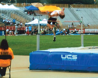 Aaron Hartsough set Canfield High School's record with a jump of 6 feet 41?2 inches.