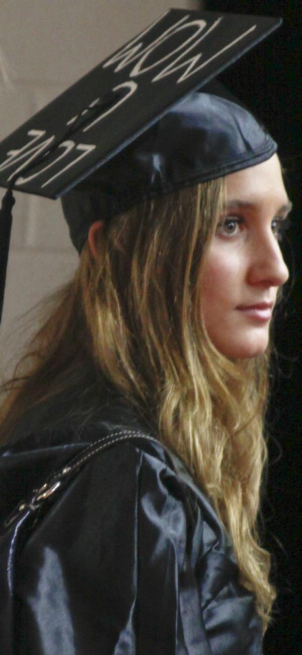 The Vindicator/Lisa-Ann Ishihara-- Bachelor of Arts grads Sarah Cammarata at YSU Beeghly Center Sunday December 13, 2009