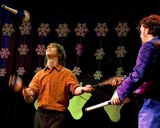 The Vindicator/Lisa-Ann Ishihara --- Eric, on left, and Travis -the Pickled Brothers perform at the Oakland Center for the Arts during First Night Youngstown 2010