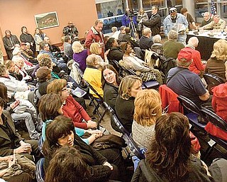 TAX TIME: Mahoning County residents gathered at The Covelli Centre Monday night for the second of two public hearings conducted by the Mahoning County Commissioners on the county’s half-percent sales tax. It was the second meeting held on the tax,. The first was last week in Canfield.