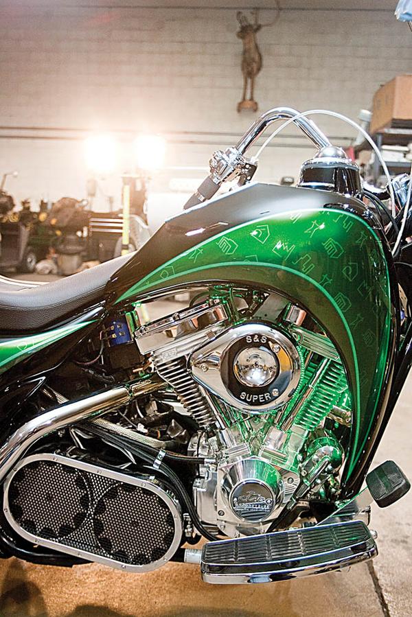 CLOSE-UP LOOK: The hybrid motorcycle designed by Lawless Industries features two electric motors and a gasoline-powered engine.