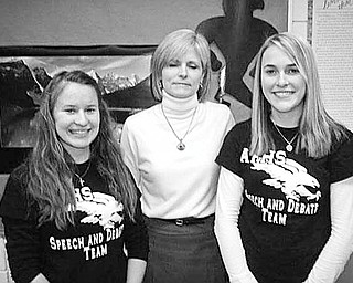Special to The Vindicator
HONORABLE: Representing the Fitch Interact Club at the annual Rotary Young Leadership conference will be Sammi Devenport, left, and Mandy Schneider, right. In the center is adviser Tina Kubacki. Austintown Rotary sponsors the club. Both club members are juniors at Fitch and were chosen for this award by Interact advisers Kubacki and Gary Reel. The event will draw more than 80 young leaders to the Avalon Inn in Warren on Feb.26-28, to participate in activities and hear speakers to inspire them. Salem Rotary Club is the facilitator of the three-day conference, with help from other Rotary Clubs and area resources.