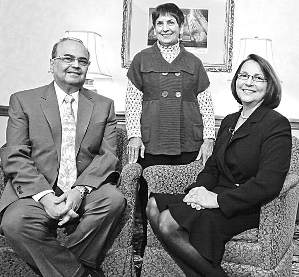 The Vindicator/Lisa-Ann Ishihara
affairs of the heart: Their dedication to combating cardiovascular disease and to pediatric research is shared by, above from left, Dr. Atef S. Labib, the recipient of the American Heart Associations’s 2010 Cardiac Service Award; Julie Nohra Schiavone, recipient of the Heart of the Community Award; and Dr. Cathy Mastropietro, chair of the American Heart Association’s 2010 Heart Ball. 