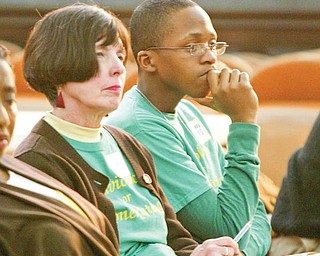 KING WORKSHOP: Penny Wells, left, and Greg Jones were among those who attended a Martin Luther King Community Workshop at First Presbyterian Church, 201 Wick Ave. The event took place Monday to commemorate the Rev. Martin Luther King Jr.’s birthday.