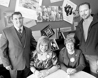 AWAITING CHILI GUESTS: Prepared to give a warm welcome to guests attending two chili events sponsored by Poland Rotary Club are, from left, William Miner, co-chair of the Chili Open Golf Classic; Mary Ann Martinko, chair of the Chili Open; Carmella Smallhoover, Poland Rotary president; and Andrew Grischow, co-chair of the Chili Open and owner of Bedford Trails Golf Course.