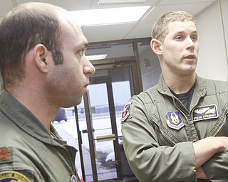 Pilot/Major Joe George of Pittsburgh and his co-Pilot First Lieutenant Steve Stroney of Liberty talk about their flight .