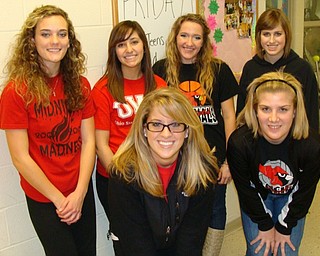 The Canfield Y-Teens put together a Sock Hop at the high school Jan. 15. These officers and members of the organization, pictured from left,  planned the event. They are (front) vice president  Rachel Pintaric; treasurer Diana Konik; (back) president Kelly Fening; secretary Jenna Boris; member Audrey Smith and executive board member Brittany Bobovayik.