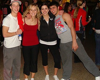 Brock McGivern (left), Brina Sturgeon, Kasey McMurry and Ben Angelo attended the Sock Hop Jan. 18 after the boys' varsity basketball game. The event was sponsored by the Canfield High School Y-Teens.