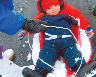 Tyler Vincent Babyak, 15 months, of Safety Harbor, Fla., was at his grandparentsÕ home in Poland for the holidays when he experienced his first snow and sled ride. He is the son of Krista (Bell) and Vince Babyak..
