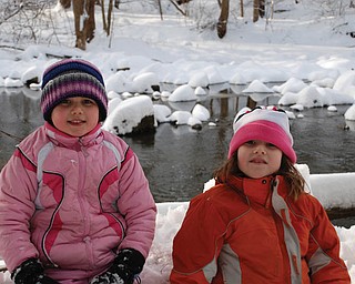 Erin and Emily Jackson of Poland stop for a photo break at Poland Park..