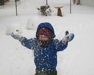 LET IT SNOW!: Timmy Kerr, age 2, of Poland made his own snow flurries!