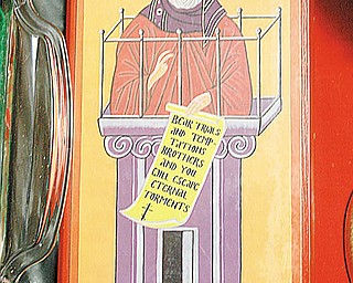 RELIGIOUS ICON: This framed picture is for sale in the Monastery Inn’s bookstore and gift shop. A group of monks from the Syro-Russian Orthodox Catholic Church purchased the former Canfield Colonial Motel on U.S. Route 224 in Canfield and are turning the property into an outreach and retreat center. 