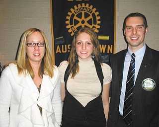 The Rotary Club of Austintown recently sponsored its annual 4-Way Speech Contest. Those participating were instructed to take the principles of Rotary’s 4-Way Test and apply them to their own experiences. Aseel Ramahi, center, won the contest with her concept of a person with the ability to live in peace within two cultures despite cultural differences. Joining the Fitch High School senior, who will continue the competition at the district level in North Canton on March 20, are, from left, Rachel Solida, Rotary vocational chair, and Brian Laraway, club president.